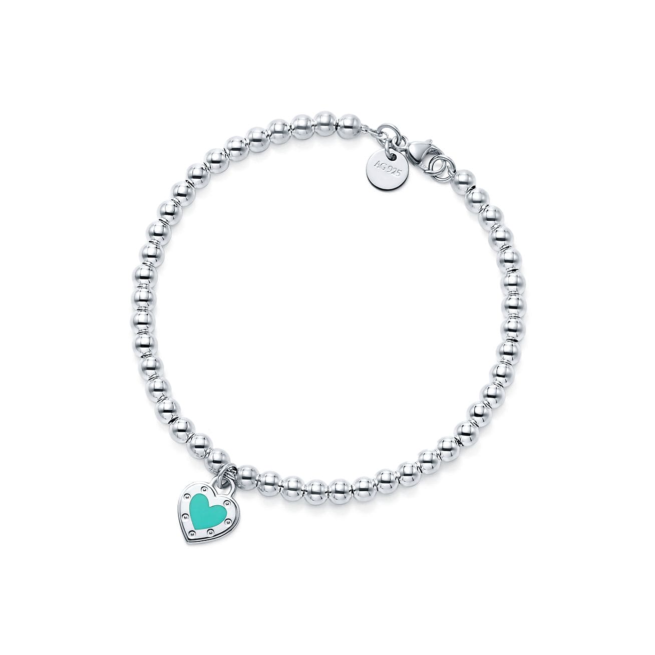 Tiffany Return to Love Blue Heart Tag Bead 18K Gold Bracelet
