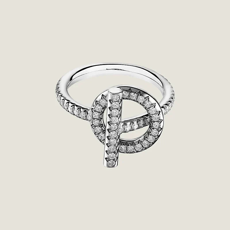 Hermes Echappee Diamond 18K Gold Ring