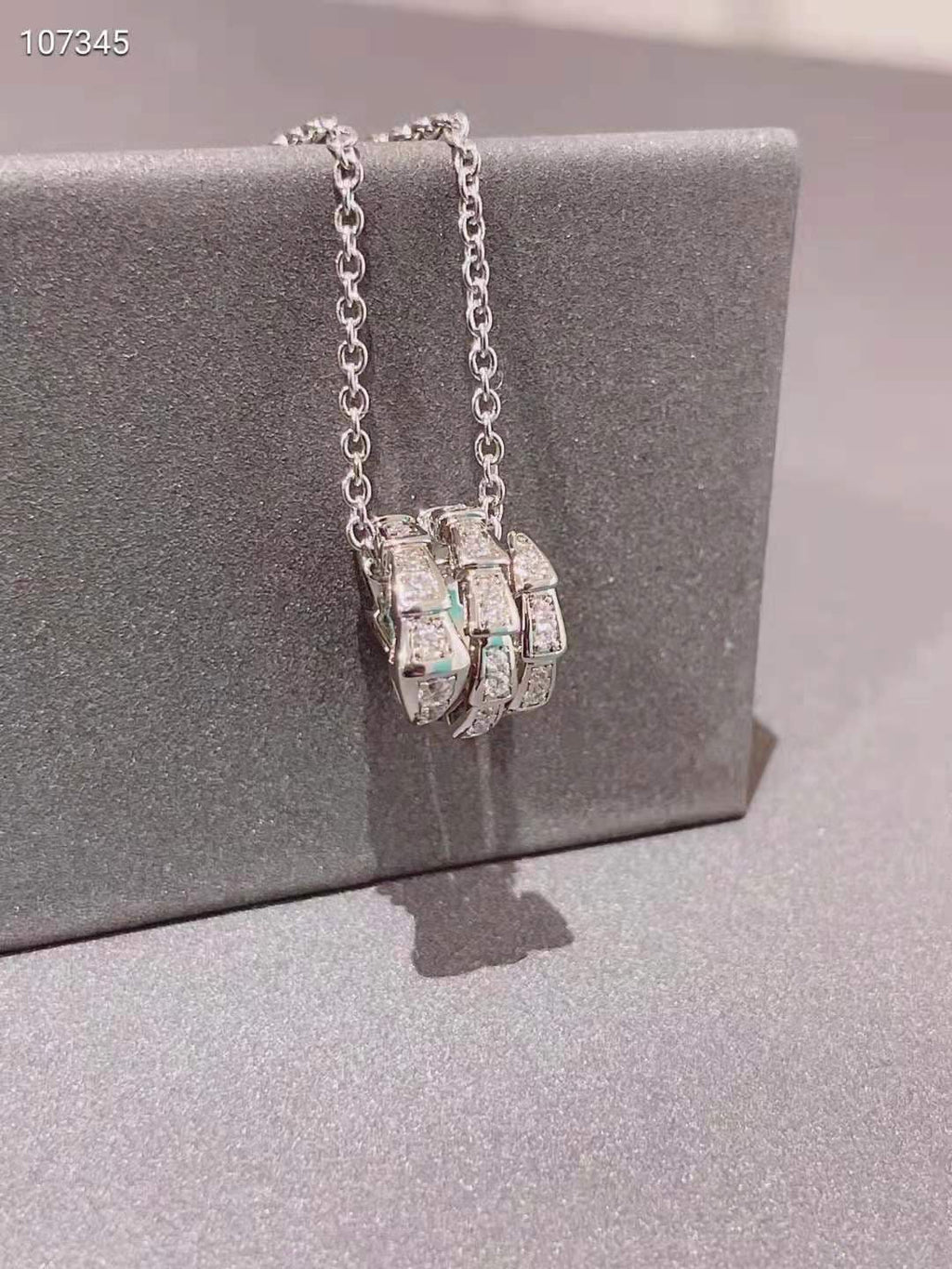Bvlgari Serpenti Viper Pave Diamonds 18K Gold Necklace