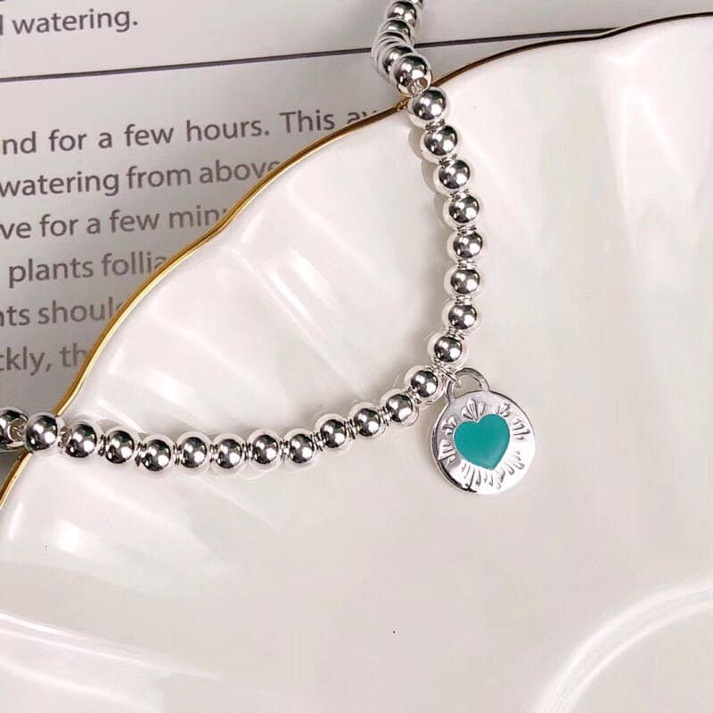 Tiffany Return to Love Blue Heart Tag Bead 18K Gold Bracelet