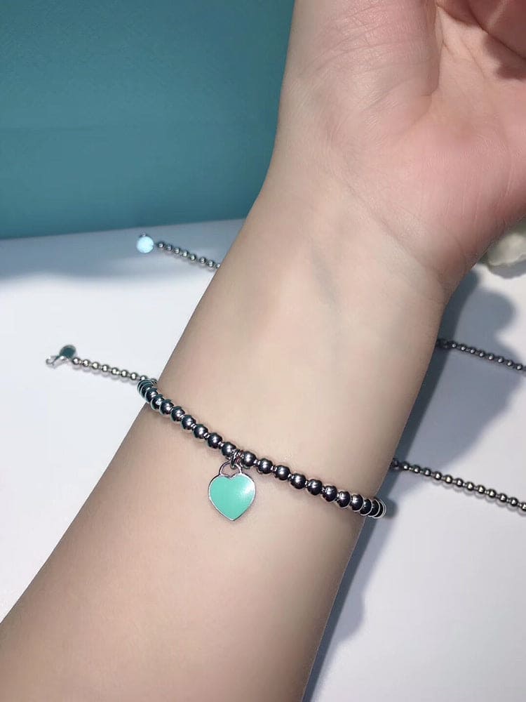Tiffany Return to Blue Heart Tag Bead 18K Gold Bracelet
