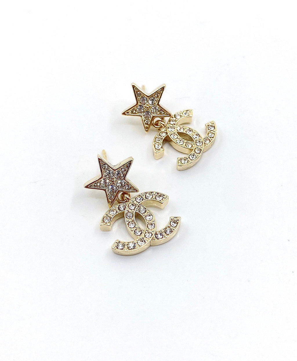 Chanel Star Diamond 18K Gold Earrings