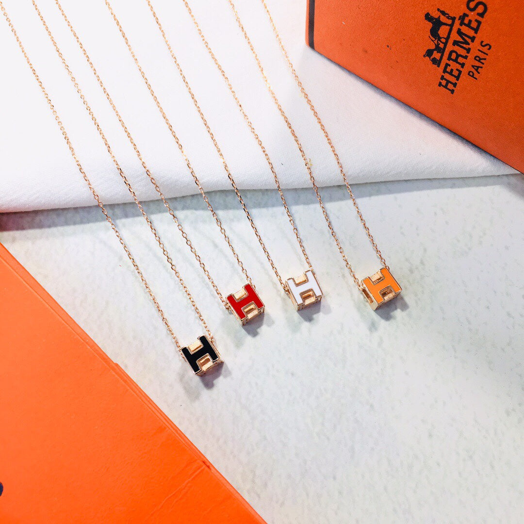 Hermes Cage D'H White 18K Gold Necklace