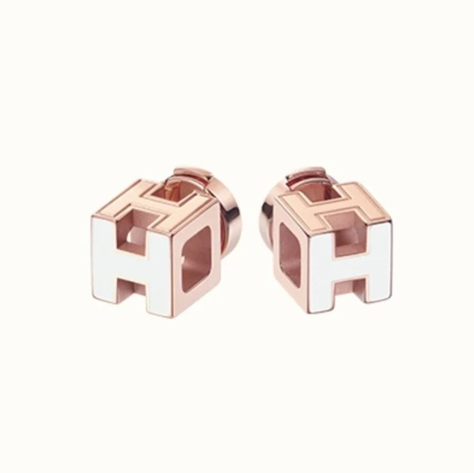 Hermes Cage D'H 18K Gold Earrings