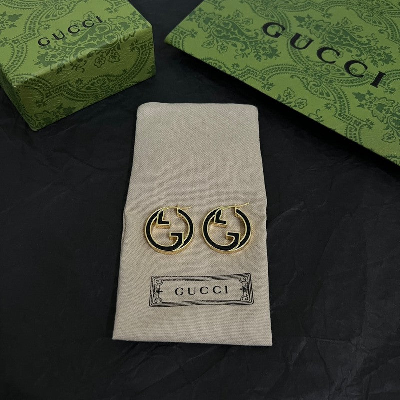 Gucci Double Color Hollow 18K Gold Earrings