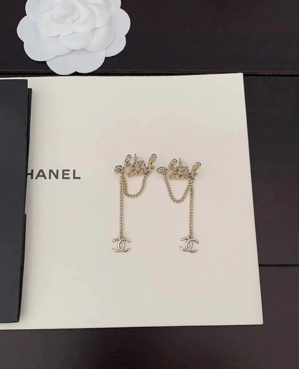 Chanel Letter 18K Gold Earrings