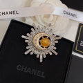 Chanel Crystal 18K Gold Brooch