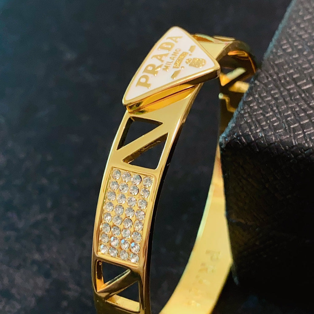 Prada Triangle Diamond 18K Gold Bracelet