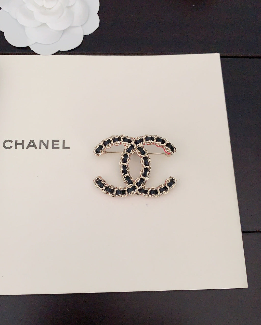 Chanel Leather Pink 18K Gold Brooch