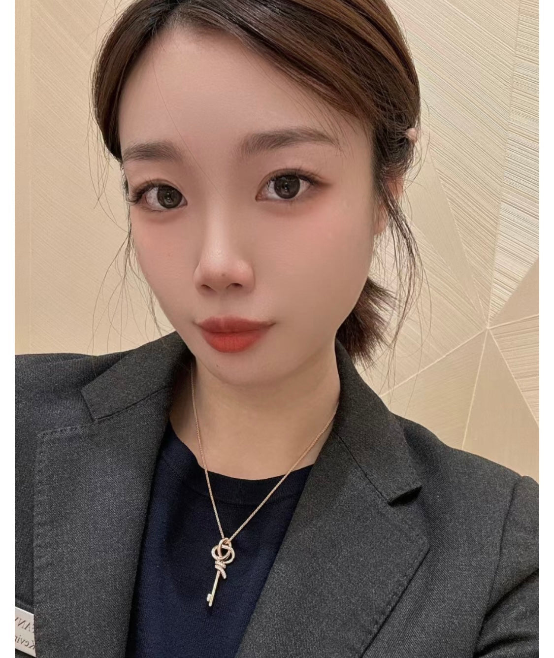 Tiffany Keys Woven Diamonds Medium 18K Gold Necklace