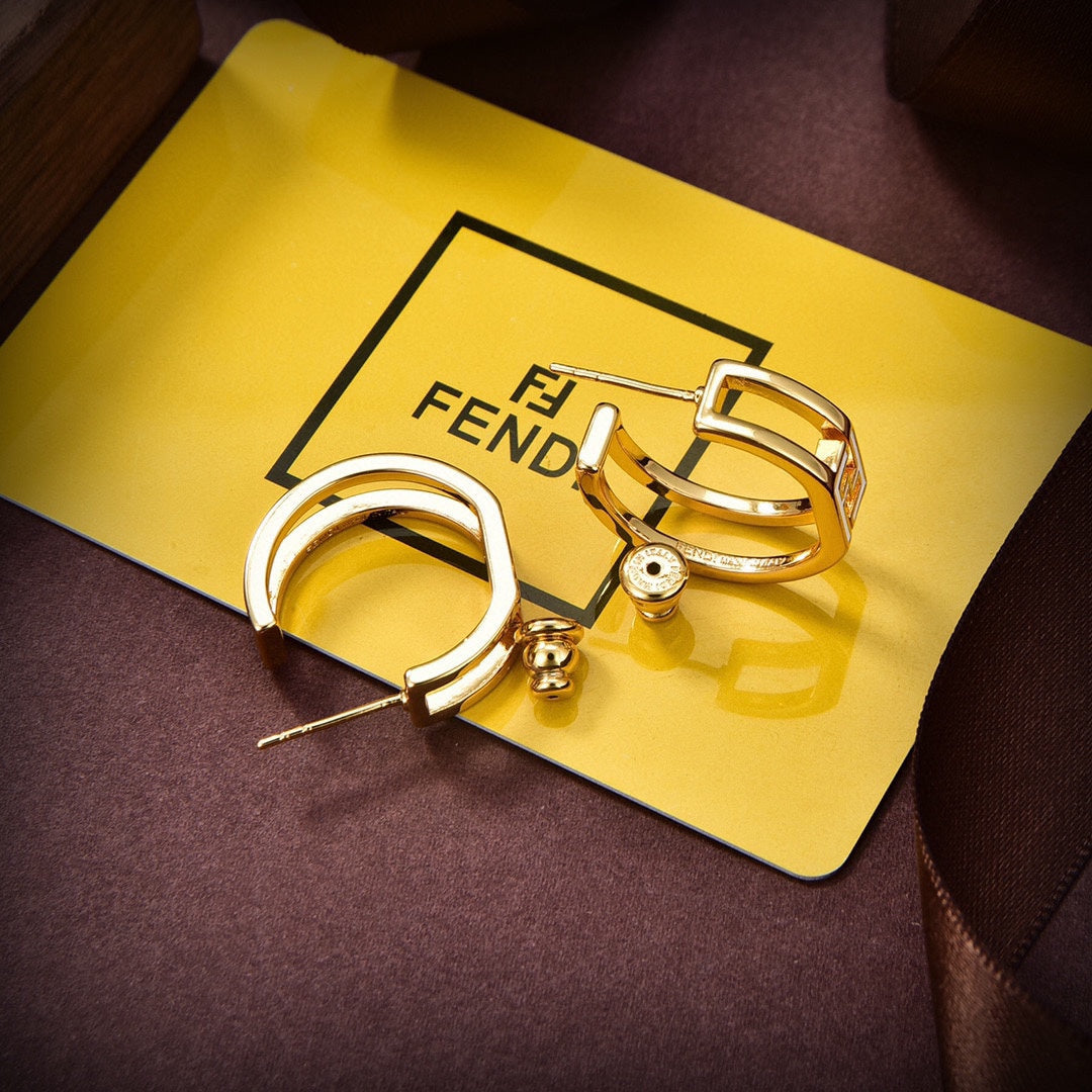 Fendi Forever Oval 18K Gold Earrings