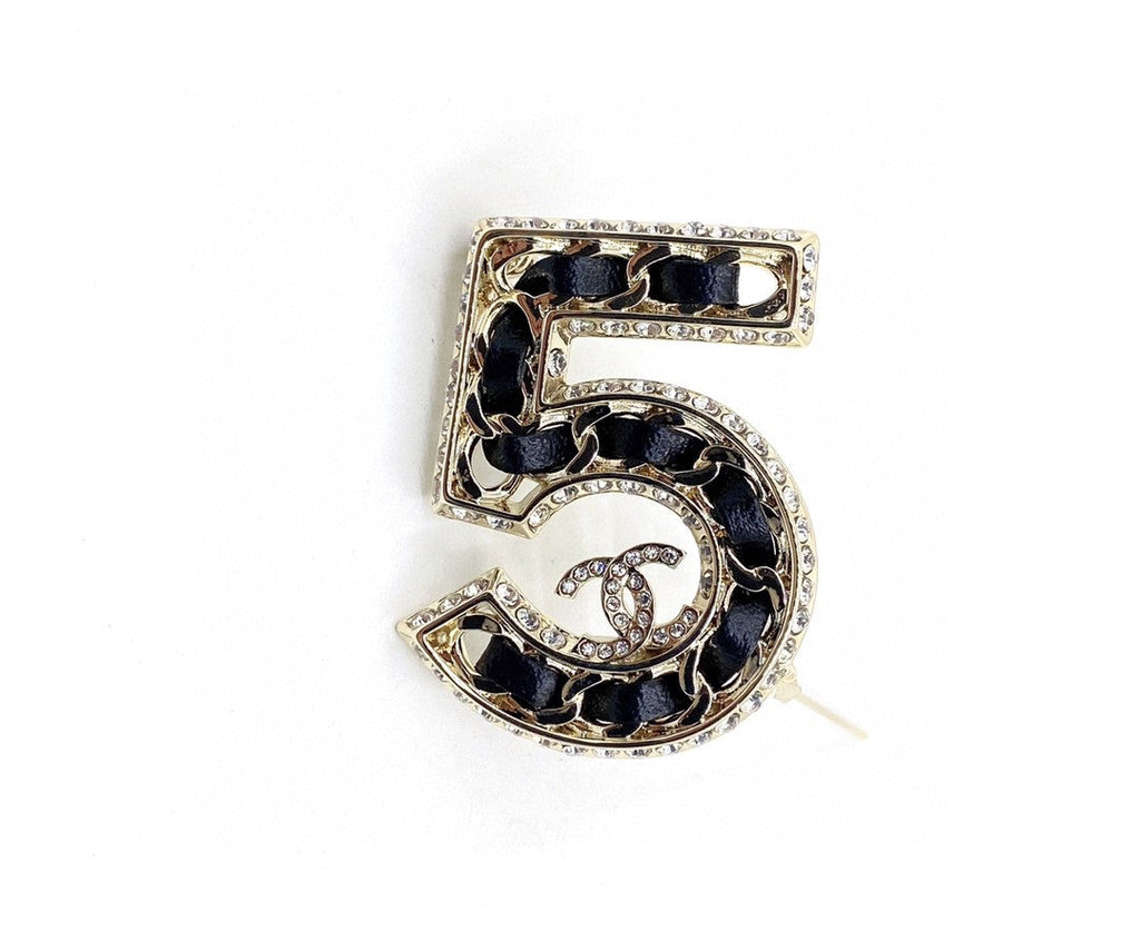Chanel No.5 Strass 18K Gold Brooch