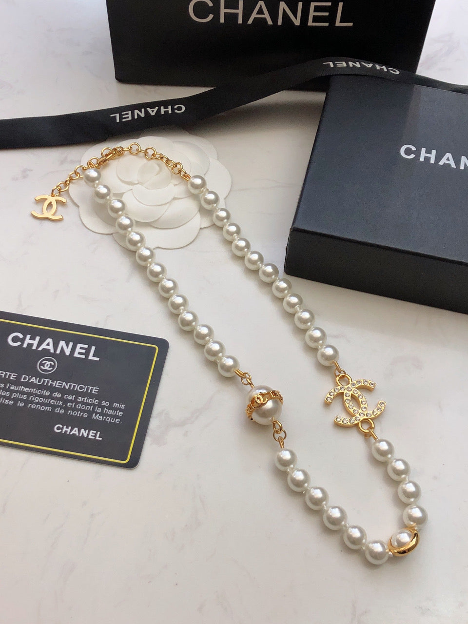 Chanel Pearl Chain 18K Gold Necklace