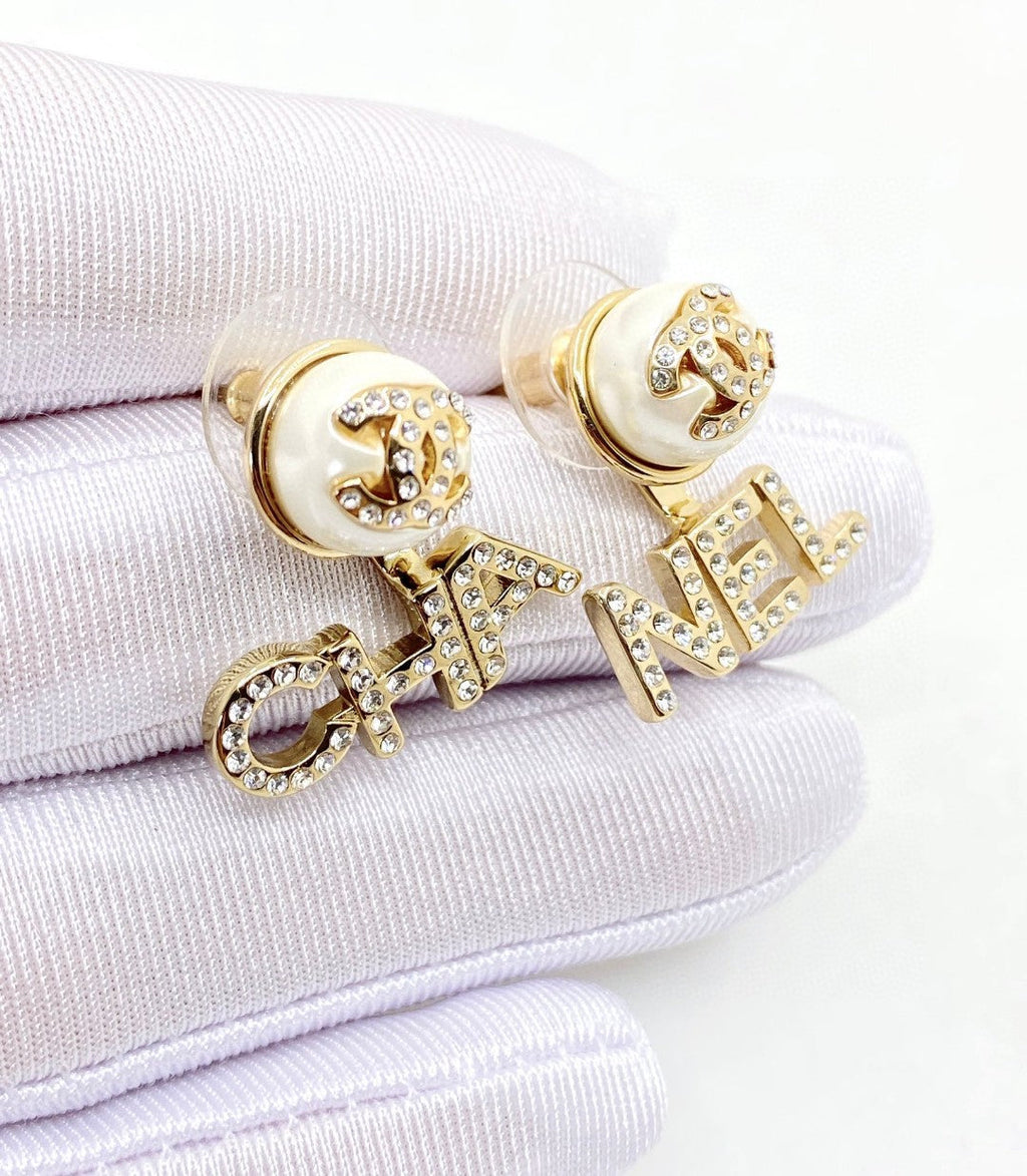 Chanel Diamonds Script 18K Gold Earrings