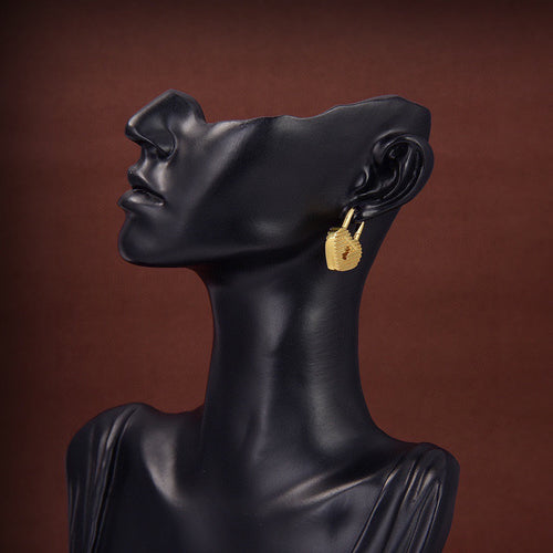 Balenciaga Hear Lock 18K Gold Earrings