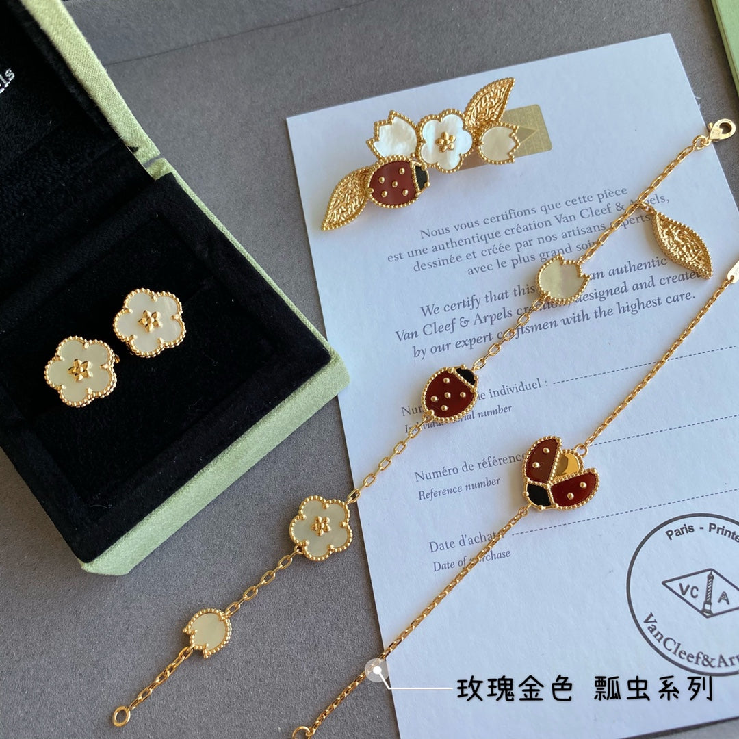 Lucky Spring Plum Blossom 18K Gold Earrings