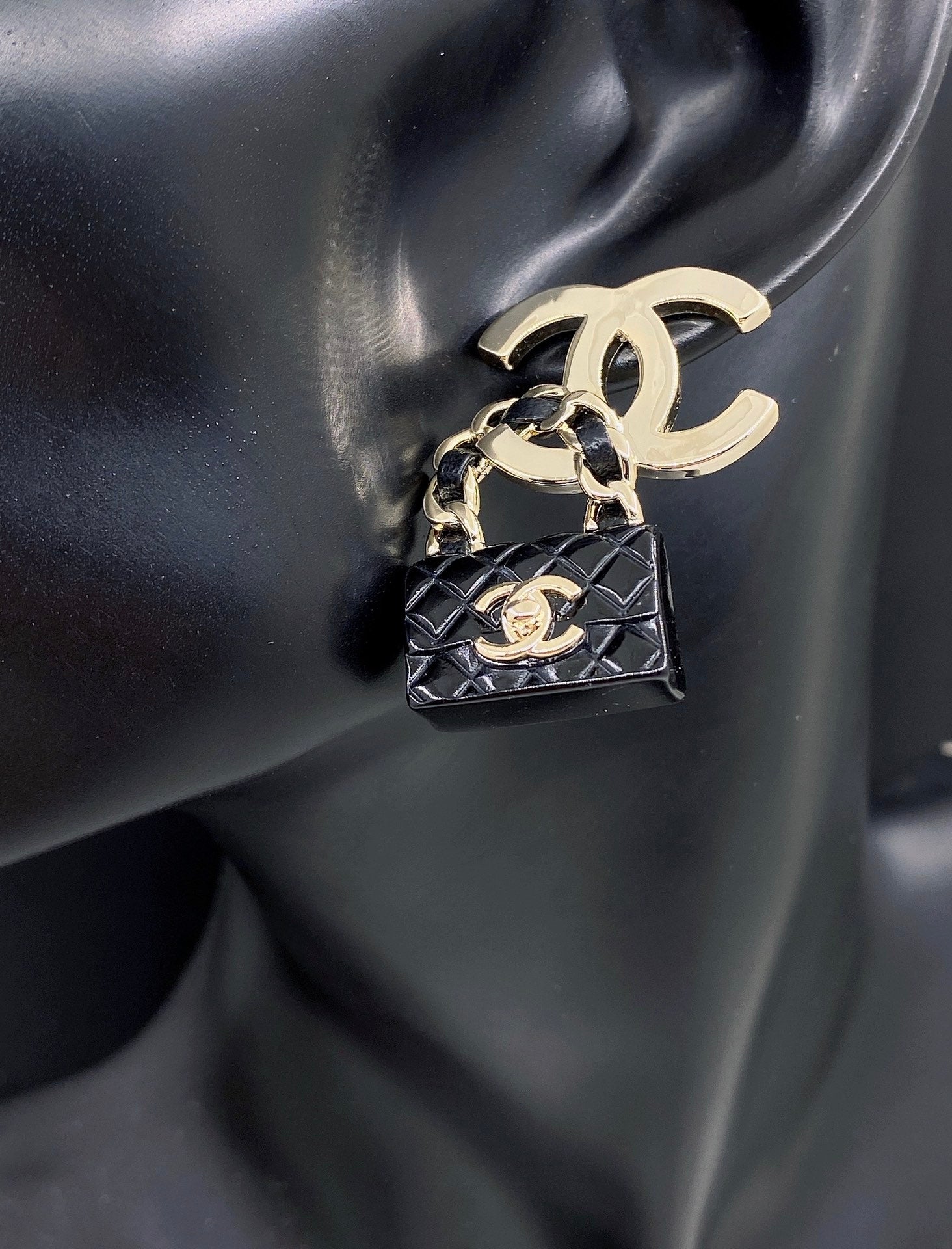 Chanel Bag Drop 18K Gold Earrings